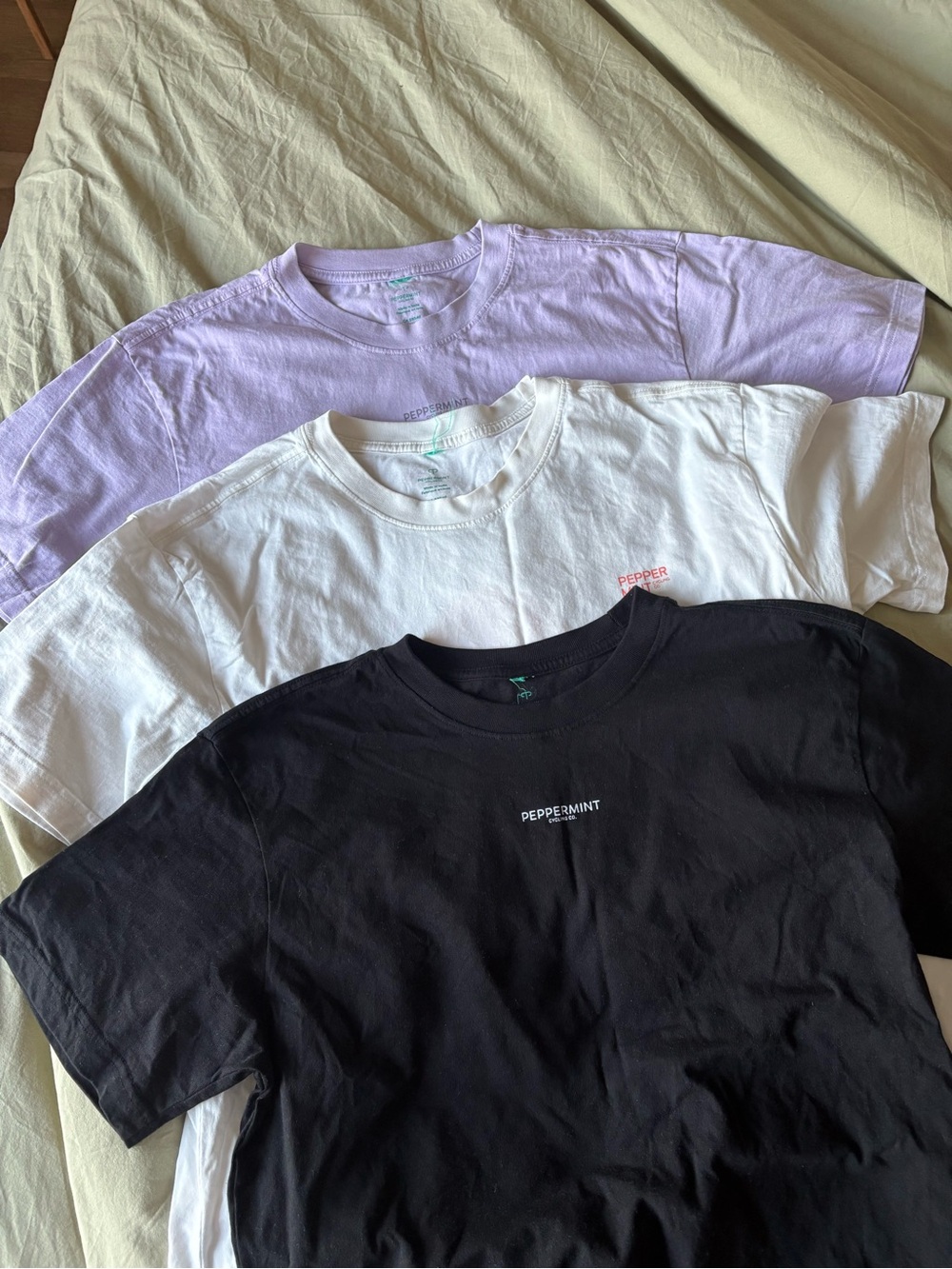 Peppermint Short Sleeve Tees - Black, White, Lavender